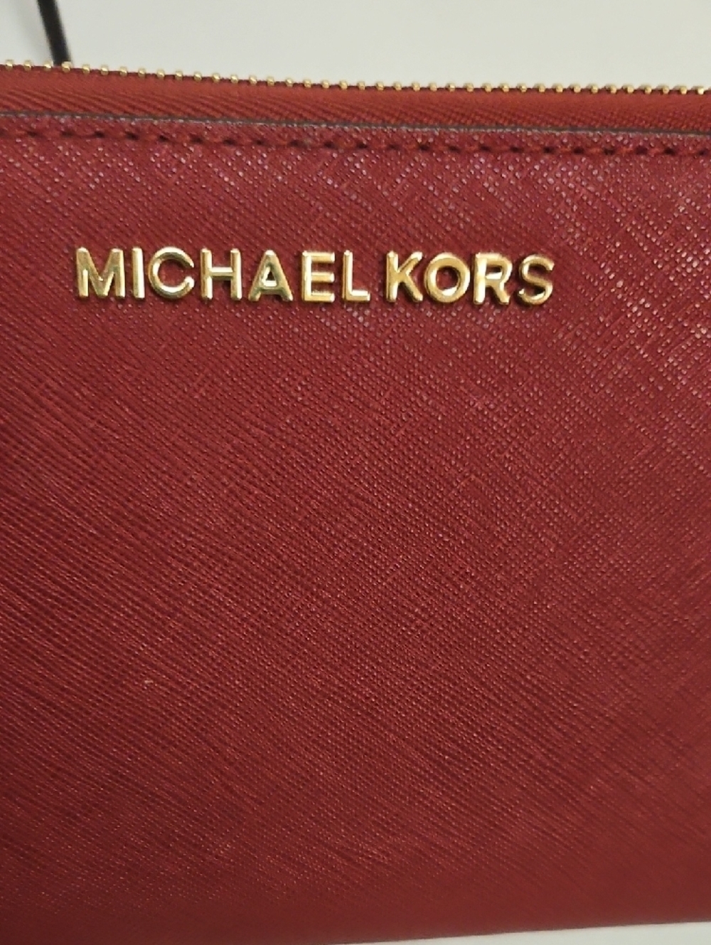 Michael Kors Burgundy Zip Wallet with Gold Logo - Picture 9 of 11